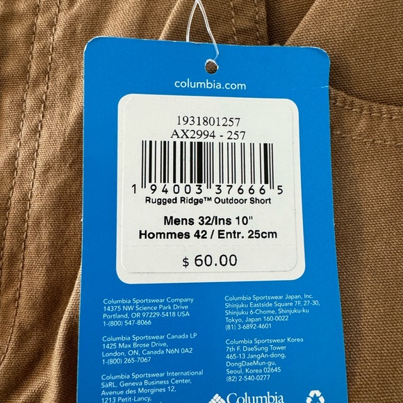 Columbia Rugged Ridge Outdoor Short 10” - Picture 4 of 5